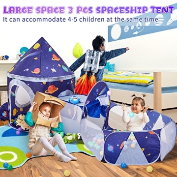 LOJETON 3pc Space Ship Play Tent for Kids 3-7 Years