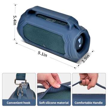 ALKOO Silicone Protective Case for JBL Charge 5 with Shoulder Strap and Top Handle- Waterproof, Dura...