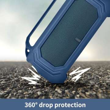 ALKOO Silicone Protective Case for JBL Charge 5 with Shoulder Strap and Top Handle- Waterproof, Durable Cover for JBL Charge 5 Portable Bluetooth Speaker, Accessory for Outdoor Use (Blue)