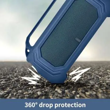 ALKOO Silicone Protective Case for JBL Charge 5 with Shoulder Strap and Top Handle- Waterproof, Durable Cover for JBL Charge 5 Portable Bluetooth Speaker, Accessory for Outdoor Use (Blue)