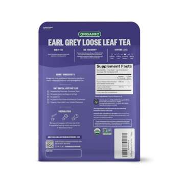 FGO Organic Earl Grey Black Tea, 16 Ounce Loose Leaf Bulk Resealable Bag, 16oz, Packaging May Vary (Pack of 1)