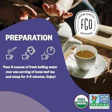 FGO Organic Earl Grey Black Tea, 16 Ounce Loose Leaf Bulk Resealable Bag, 16oz, Packaging May Vary (Pack of 1)