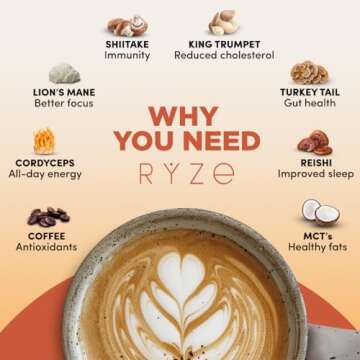 RYZE n Shine Bundle | Mushroom Coffee + Probiotic Creamer | 6 Adaptogenic Mushrooms | USDA Organic | MCT Oil | USA Grown | Better Energy, Focus, Digestion, Immunity | 30 + 30 servings