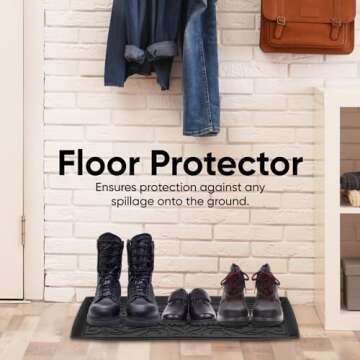 Superio Rubber Boot & Shoe Tray, 34 x 14 x 2 Rectangle, Heavy Duty, Protects Floors from Water and D...