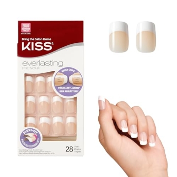 Kiss Everlasting French Nail Manicure, Chip-Free with Flexi-Fit Technology, Medium, "Infinite", Nail...