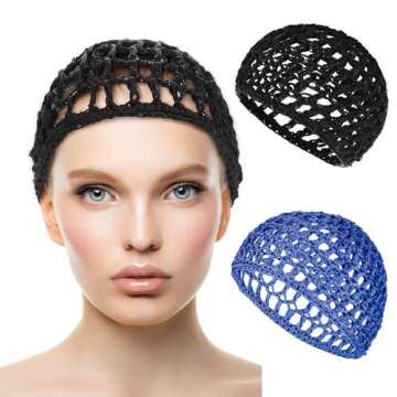 WLLHYF Net Shower Cap 2 PCS Drying Curly Hair Care Spa Hat Wrap Cover Stretchy Knit Nets Hairnet Mes...
