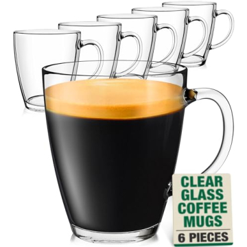 Eparé Clear Glass Coffee Mugs - Clear Transparent Tea Cups & Coffee Glasses - Clear Coffee Mugs Set...