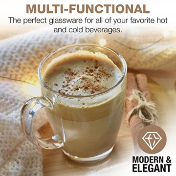 Eparé Clear Glass Coffee Mugs Set - Perfect for Hot Beverages