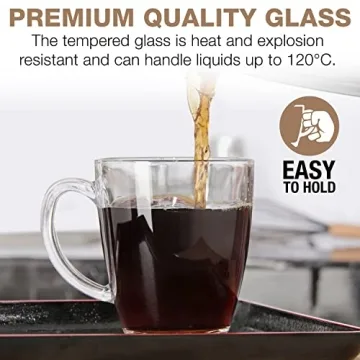 Eparé Clear Glass Coffee Mugs Set - Perfect for Hot Beverages
