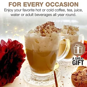 Eparé Clear Glass Coffee Mugs Set - Perfect for Hot Beverages