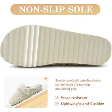 ONCAI Women's Fluff Slippers Soft Sherpa Indoor Outdoor