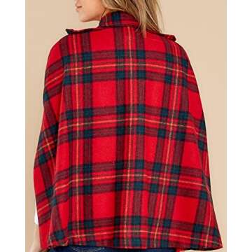 Christmas Clothes For Women Plaid Winter Jackets Double Breasted Cape Coats Casual Poncho