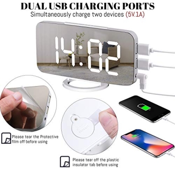 Stylish WulaWindy Digital Alarm Clock with USB Charger