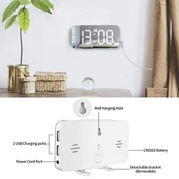 Stylish WulaWindy Digital Alarm Clock with USB Charger