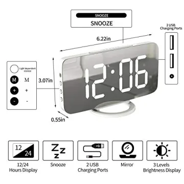 Stylish WulaWindy Digital Alarm Clock with USB Charger