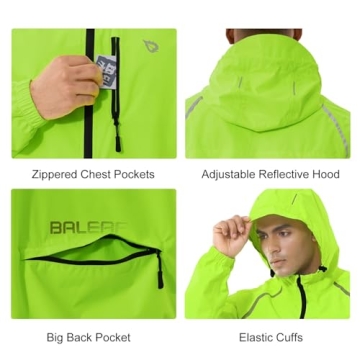 BALEAF Men's Cycling Rain Jacket - Waterproof & Packable