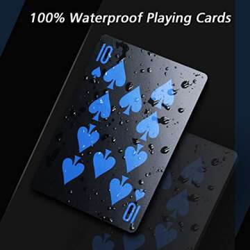 INTEGEAR 2 Decks Plastic Playing Cards, Premium Plastic Waterproof Black Playing Poker Cards Profess...