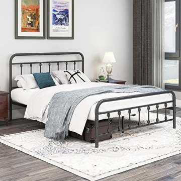 DUMEE Metal Queen Bed Frame for Stylish Storage Solutions