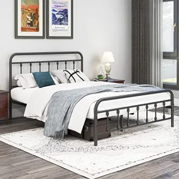 DUMEE Metal Queen Bed Frame for Stylish Storage Solutions