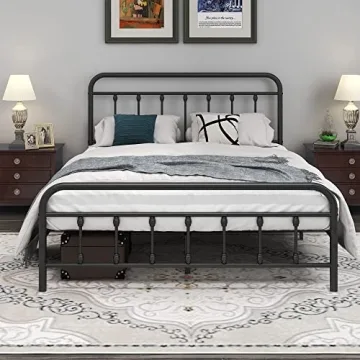 DUMEE Metal Queen Bed Frame for Stylish Storage Solutions