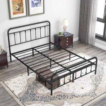 DUMEE Metal Queen Bed Frame for Stylish Storage Solutions