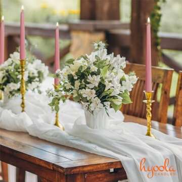 Hyoola 12 Pack Tall Taper Candles - 10 Inch Rose Pink Dripless, Unscented Dinner Candle - Paraffin Wax with Cotton Wicks - 8 Hour Burn Time