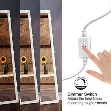 YOKUKINA Standing Floor Mirror with 12 LED Lights, Full Length Body Mirrors for Bedroom (White)