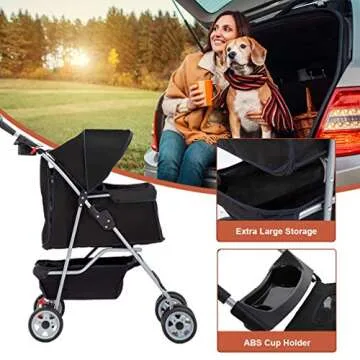 BestPet Pet Stroller for Cats & Dogs - Travel Carrier