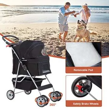 BestPet Pet Stroller for Cats & Dogs - Travel Carrier