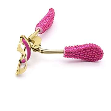 Pink & Gold Rhinestone Eyelash Curler 4.5 Inch x 4 Inch