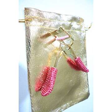 Pink & Gold Rhinestone Eyelash Curler 4.5 Inch x 4 Inch