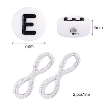 JPSOR 600pcs White Round Letter Beads for Jewelry Making Acrylic Alphabet Beads Bracelets Kit for DI...