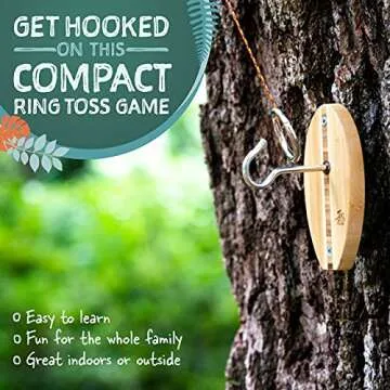 Tiki Toss Hook and Ring Toss Game for Adults & Kids - Surfboard Edition - Short Board with String an...