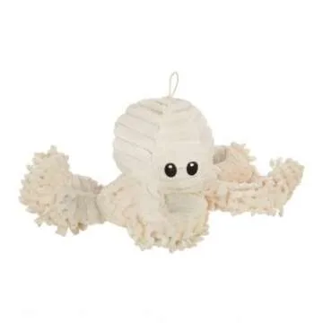 Petlou Durable Natural Nubby Plush Dog Toys with Squeaker and Crinkle Paper in Multi-Size (Natural Octopus, 9 Inch)