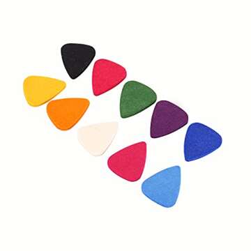 Felt Ukulele Picks,10 Piece Felt Heart Shape Pick for Ukulele Guitar Bass with pick holder case (Multiple colors 10 PCS)
