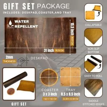 Premium Leather Desk Mat Set - Elegant Office Desk Accessories