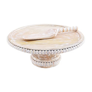 Mud Pie Beaded Wood Cake Stand Set for All Occasions