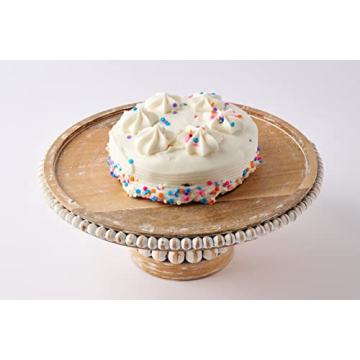 Mud Pie Beaded Wood Cake Stand Set for All Occasions