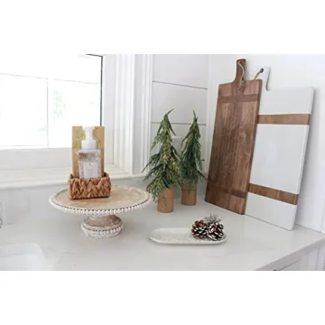 Mud Pie Beaded Wood Cake Stand Set for All Occasions