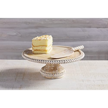 Mud Pie Beaded Wood Cake Stand Set for All Occasions