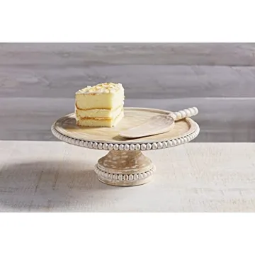 Mud Pie Beaded Wood Cake Stand Set for All Occasions