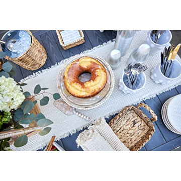 Mud Pie Beaded Wood Cake Stand Set for All Occasions