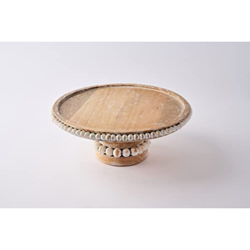 Mud Pie Beaded Wood Cake Stand Set for All Occasions