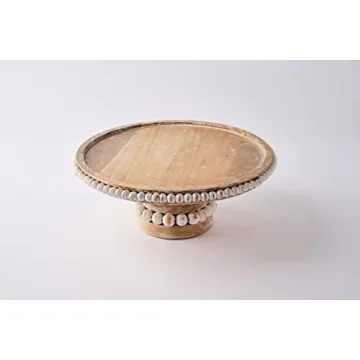 Mud Pie Beaded Wood Cake Stand Set for All Occasions