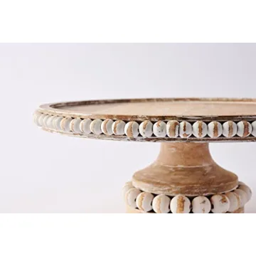 Mud Pie Beaded Wood Cake Stand Set for All Occasions
