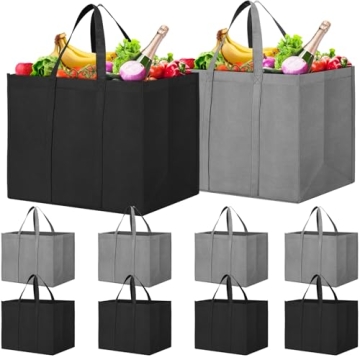 WISELIFE 10 Pack Reusable Grocery Shopping Bags - Eco-Friendly Totes for Every Trip