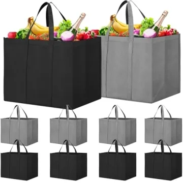 WISELIFE 10 Pack Reusable Grocery Shopping Bags - Eco-Friendly Totes for Every Trip