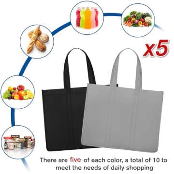 WISELIFE Eco-Friendly Reusable Grocery Bags 10 Pack