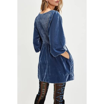 SCOFEEL Velvet Mini Dress for Parties with Pockets