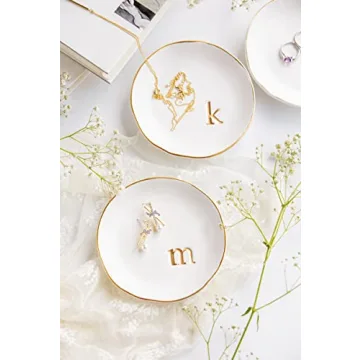 Monogrammed Ceramic Jewelry Tray - Elegant Gift for Her